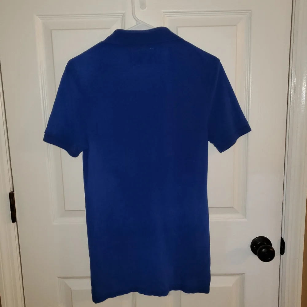 Express Men's Size Small Royal Blue Fitted Pique Polo - Picture 3 of 3